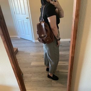 Cognac Leather Coach Backpack